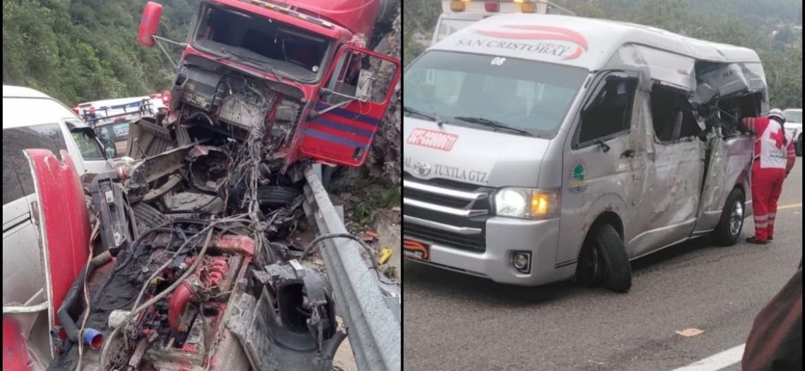 Trailer-sin-frenos-arrastra-vehiculos-en-la-autopista-San-Cristobal-Chiapa-de-Corzo-hay-un-muerto